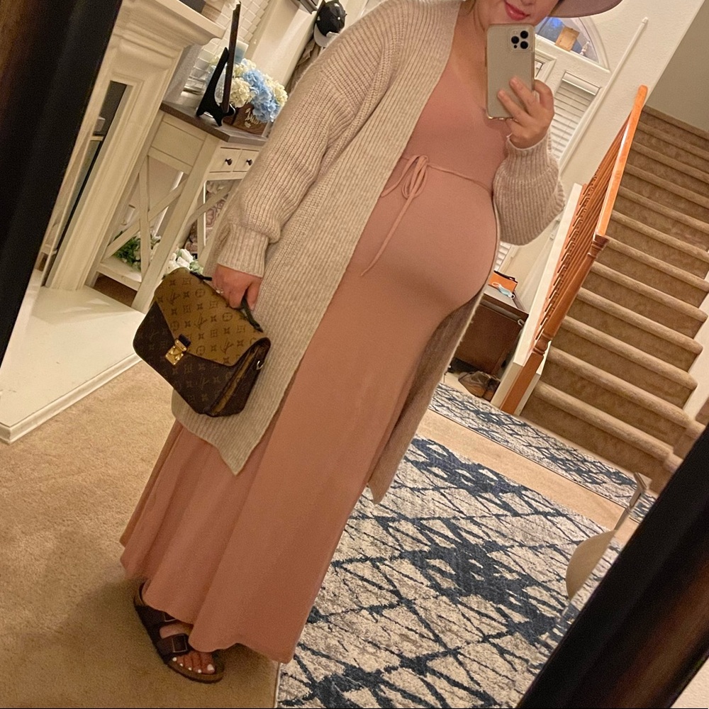 Blush Colored Maternity Maxi Dress